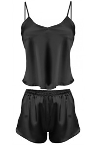 Elegant satin kort top & short sæt